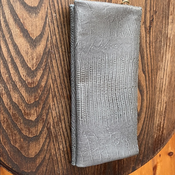 Caggiano Italy Gray Textured Wallet/clutch  with Gold Accent